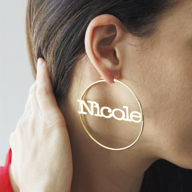 304 stainless steel customized name hoop earrings