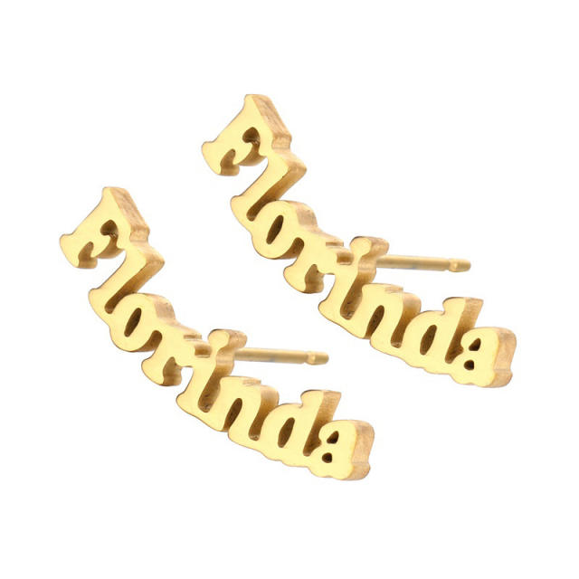 Stainless steel customized name ear studs