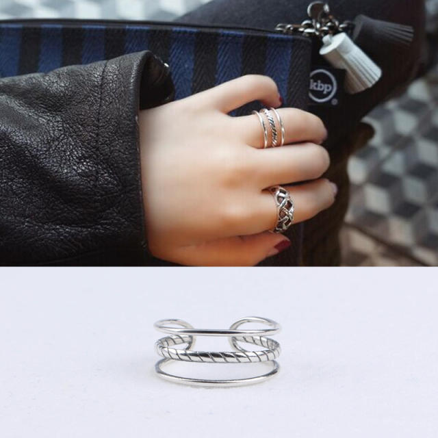 S925 three-layer open ring