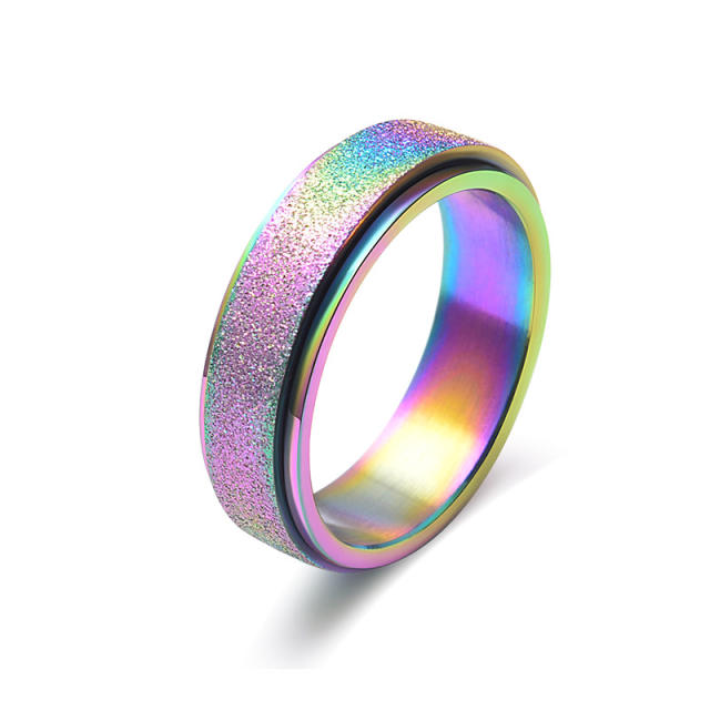 Titanium steel frosted rotatable ring