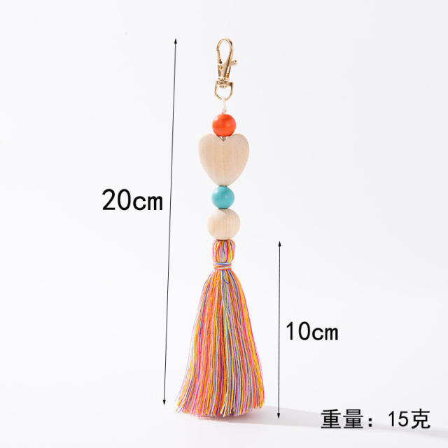 Colorful tassel love heart keychain