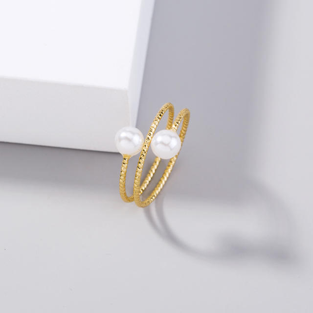Pearl multi-layer adjustable ring