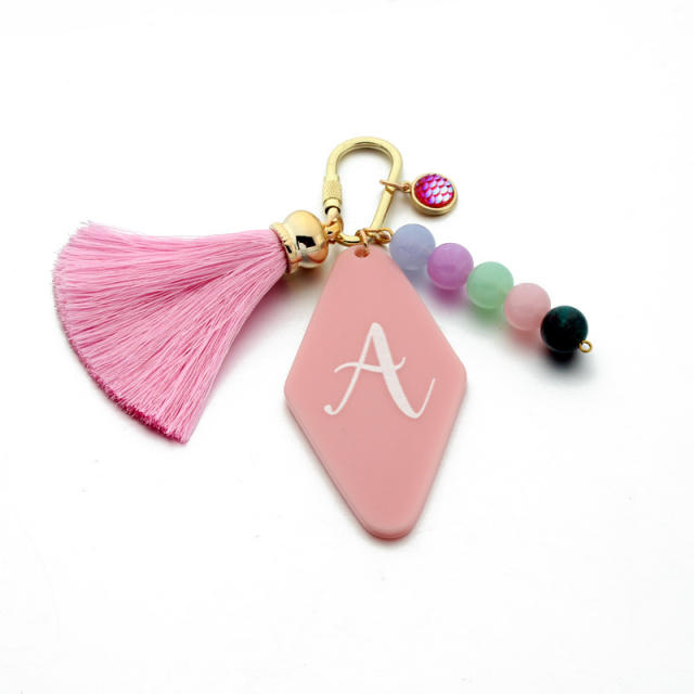 Initial letter tassel key chain