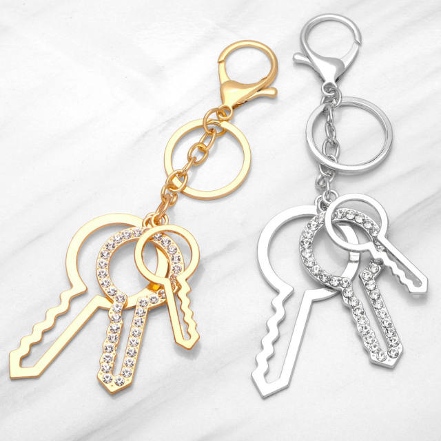 Rhinestone key unique metal keychain