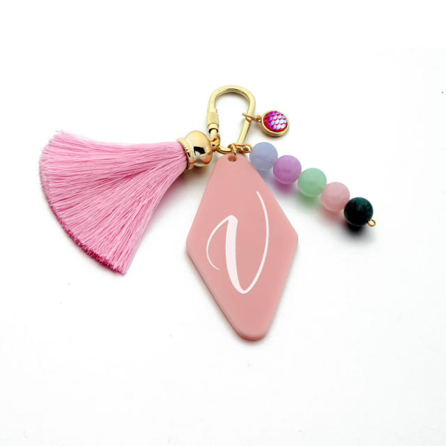 Initial letter tassel key chain