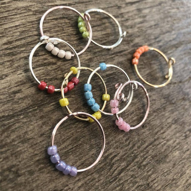 Candy color seed beads spinner rings