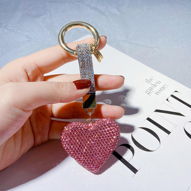 Diamond love heart keychain