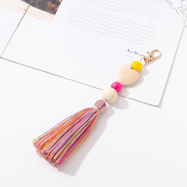 Colorful tassel love heart keychain