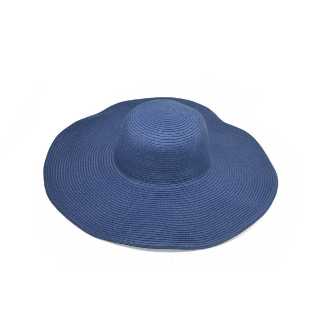 Solid color wide brim panama hat