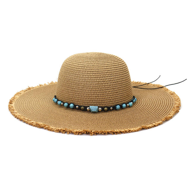 Elegant wide brim straw beach hat
