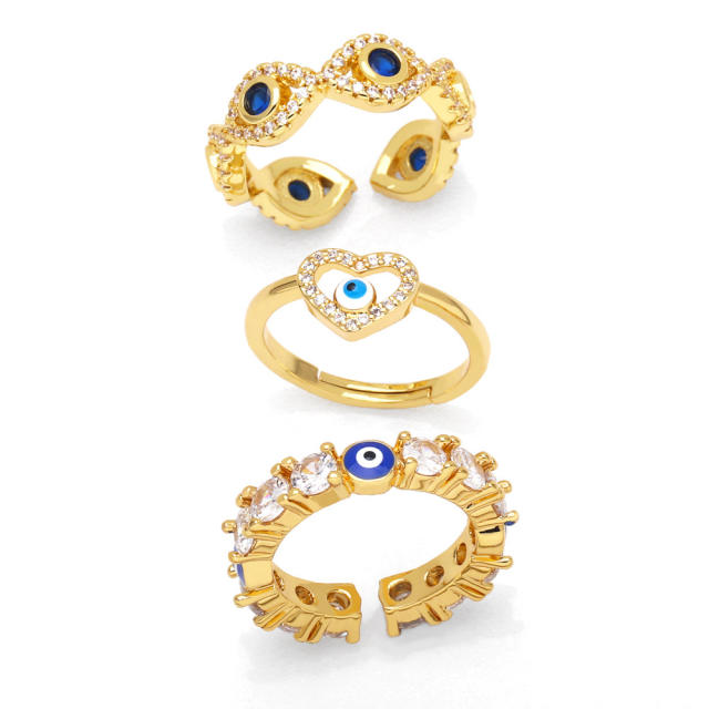 Luxury cubic zircon 18KG evil eye rings