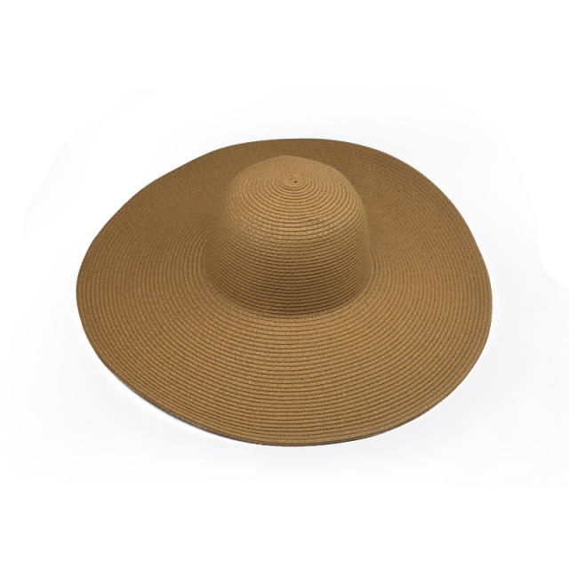 Solid color wide brim panama hat