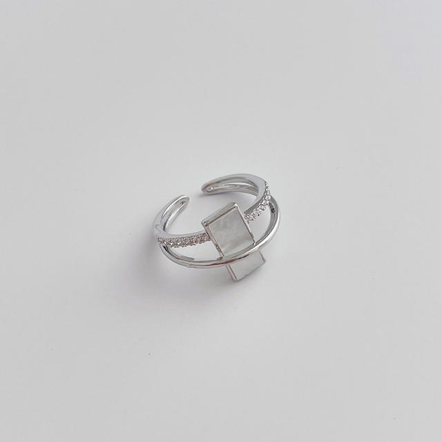 Vintage geometric Pearl zircon ring