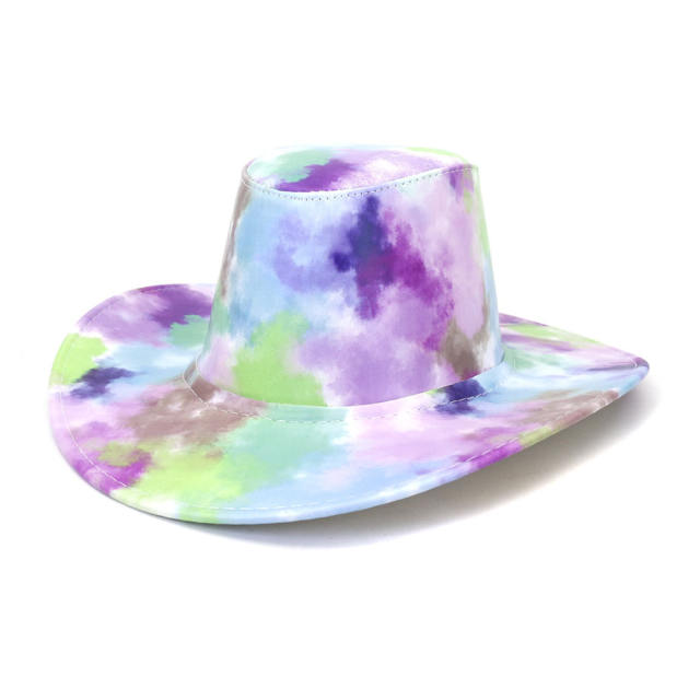 Colorful PU tie dye cowboy hat