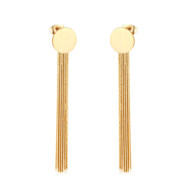 Geometric stainless steel star tassel earrings