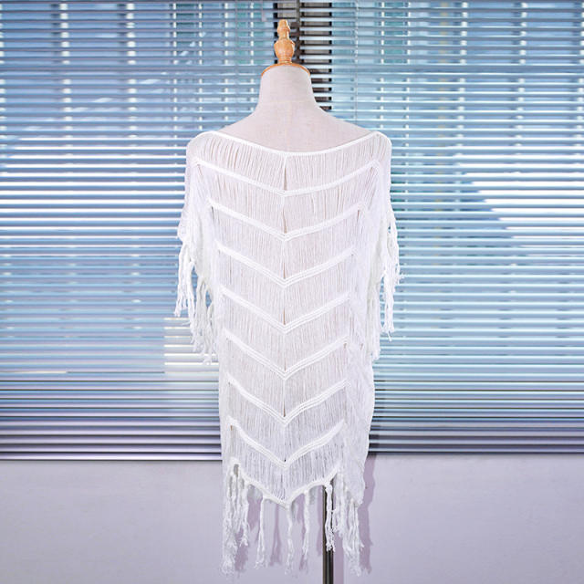 Knitted tassel swimsuit cover up