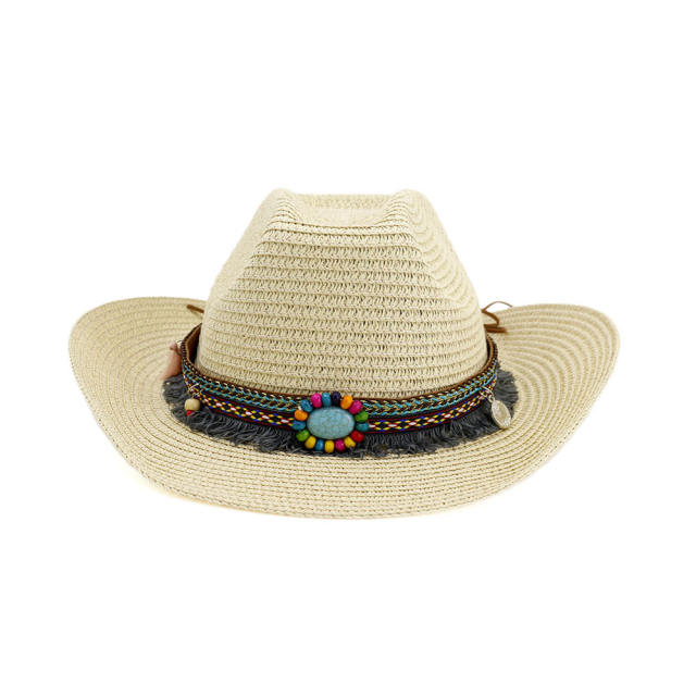 National tassel straw cowboy hat