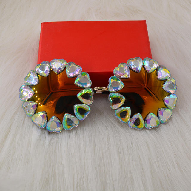 Fashion heart-shaped crystal sunglasses