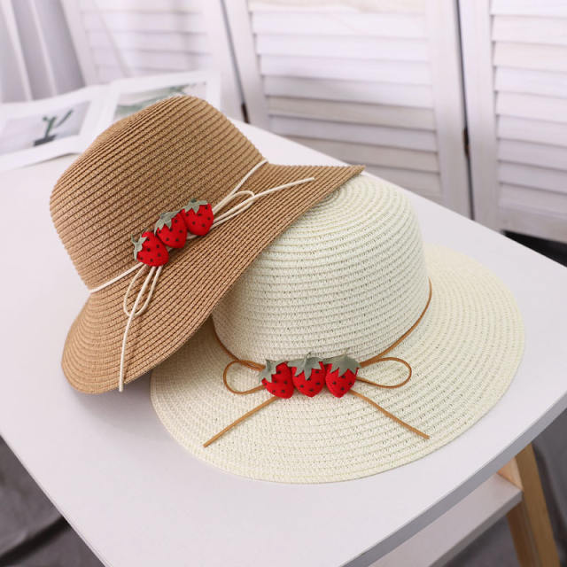 Mommy and baby straw beach hat