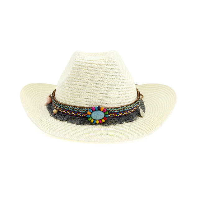 National tassel straw cowboy hat