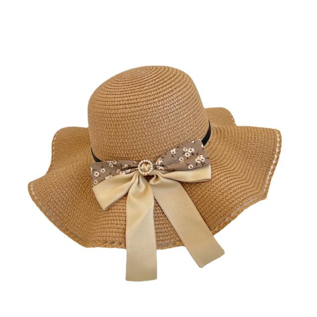 Ribbow bow straw beach hat
