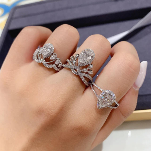 INS pearl cut cubic zircon wedding rings