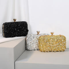 Hot sale shiny gliter handmade beaded evening bag clutch