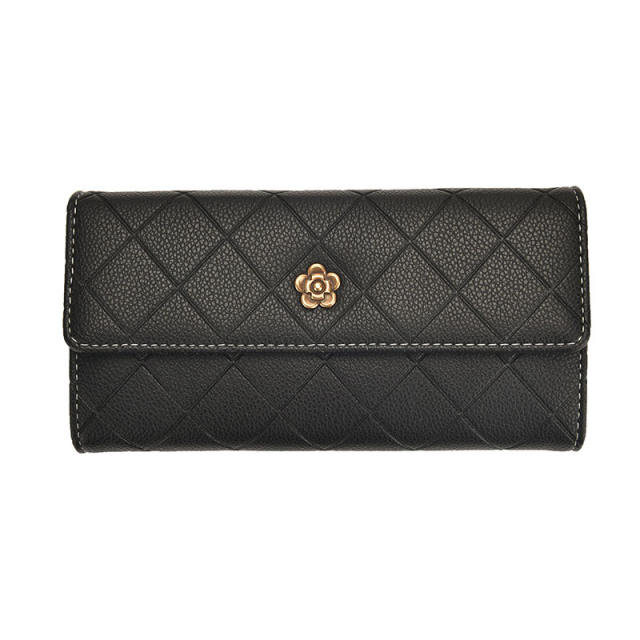 Camellia flower button wallet purse for woman