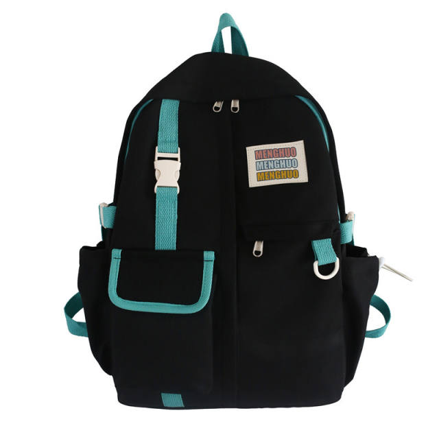 Korean fashion contrast color nylon student school bag backpack