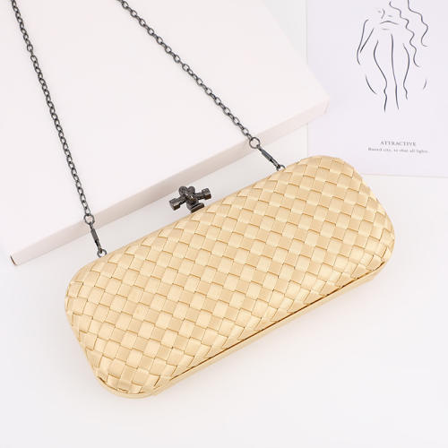 Luxury plain color braid evening bag clutch