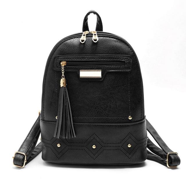 Tassel zipper PU backpack