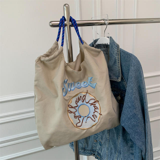 Embroidered nylon cloth Korean shopping bag