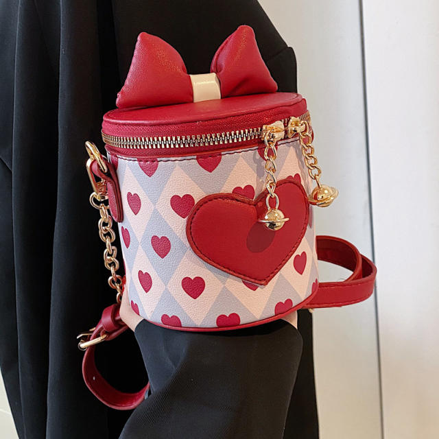 Sweet bow heart bucket bag