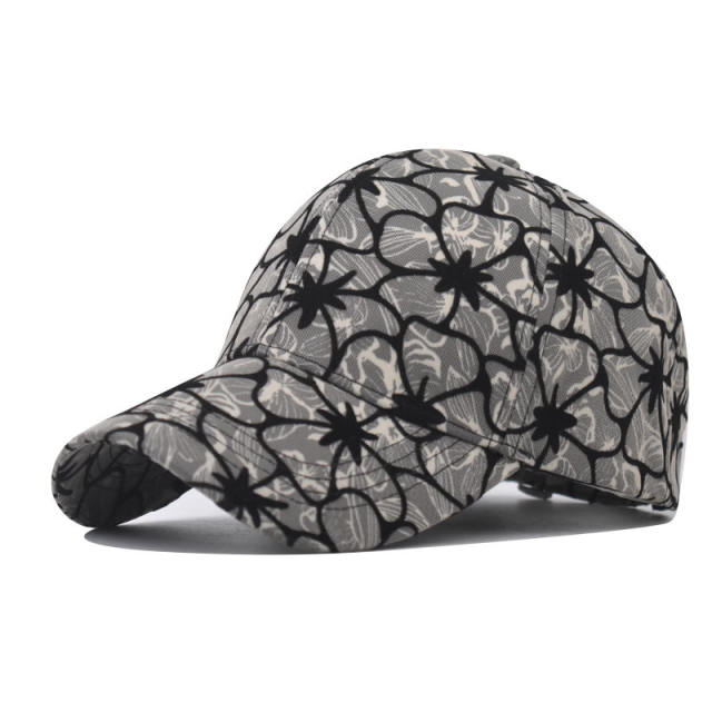 Fashion flower print cotton baseball cap