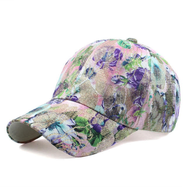 Flower print baseball cap