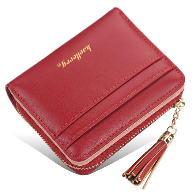 Short style multiple card slots tassel purse