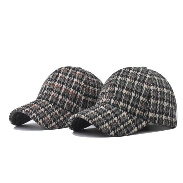 New houndstooth pattern cotton baseball cap