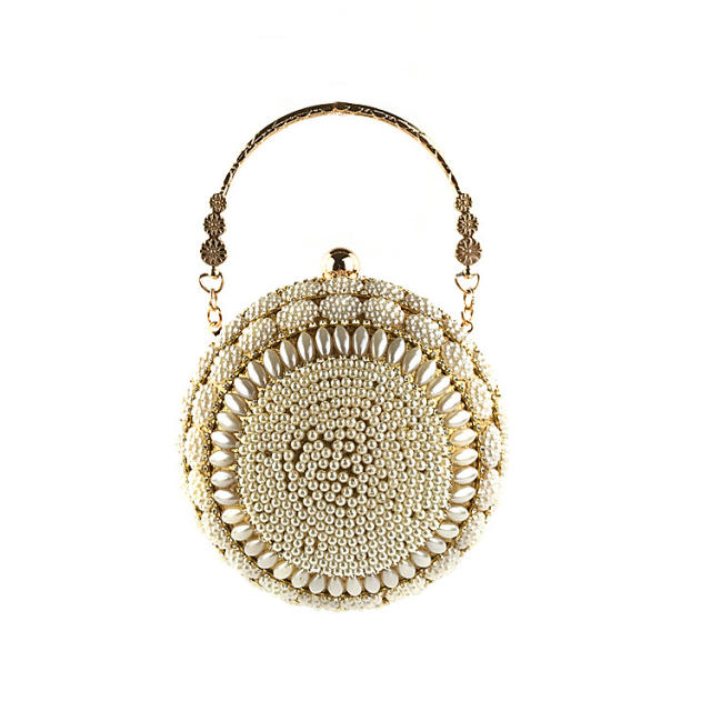 Round pearl evening bags