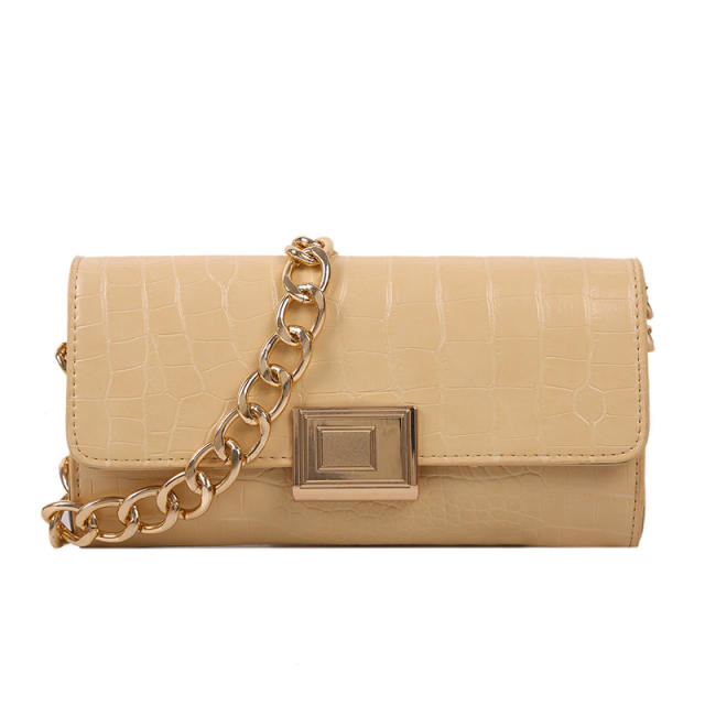 Solid color elegant baguette bag