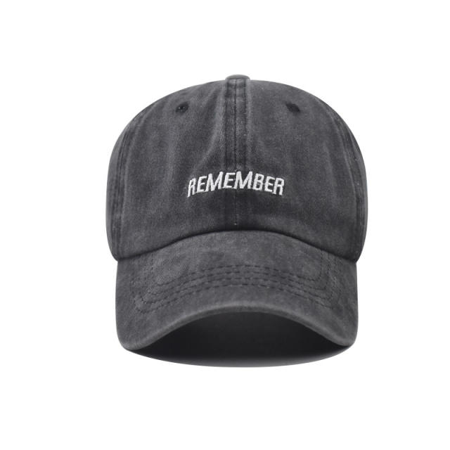 New REMEMBER letter embroidered cotton baseball cap