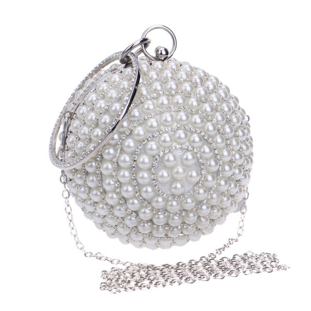 Hot sale color pearl beads ball shape evening bag