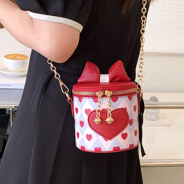 Sweet bow heart bucket bag