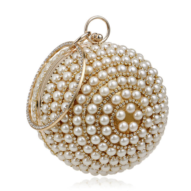 Hot sale color pearl beads ball shape evening bag