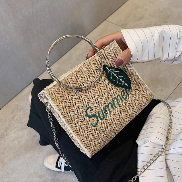 Summer straw beach bag