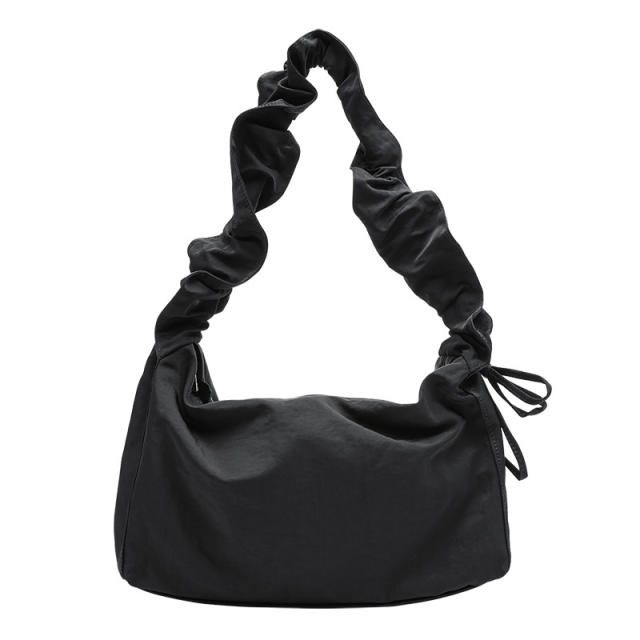 Solid color nylon shoulder bag