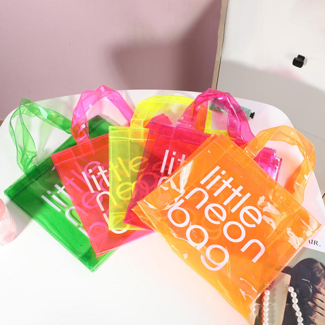 Clear PVC candy color waterproof handbag