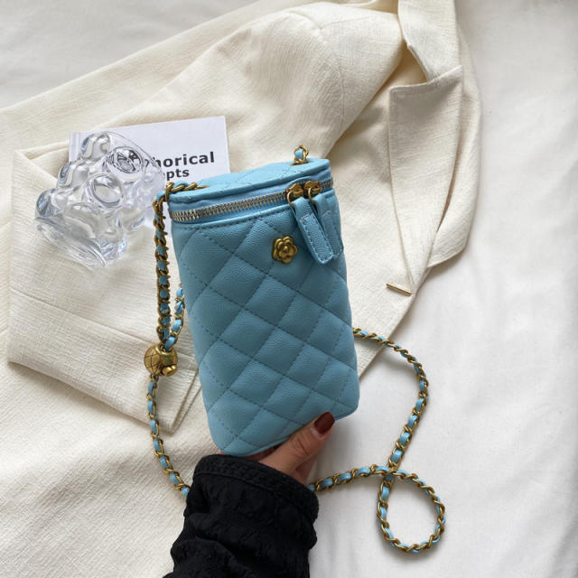 Classic solid color quilted crossbody bag phone bag