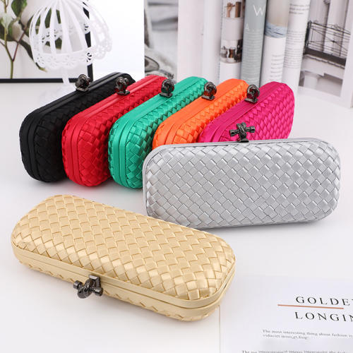Luxury plain color braid evening bag clutch