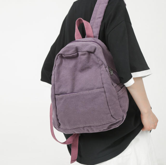 Plain color casual backpack school bag