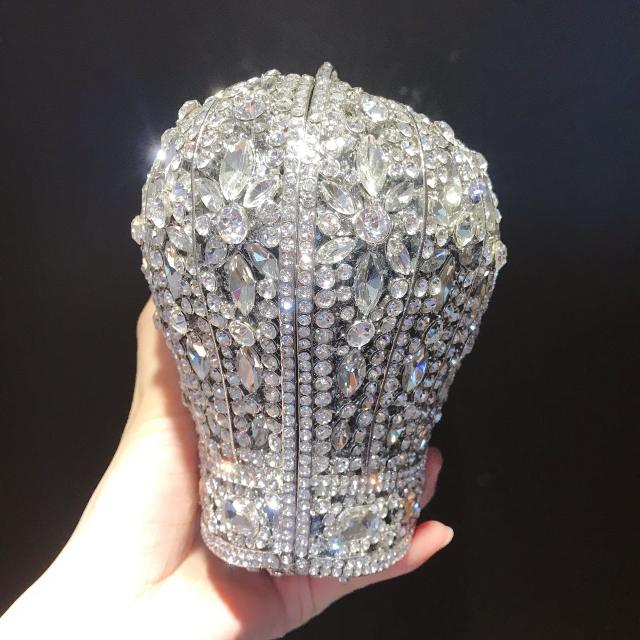Two size full of diamond crown shaped evening bag